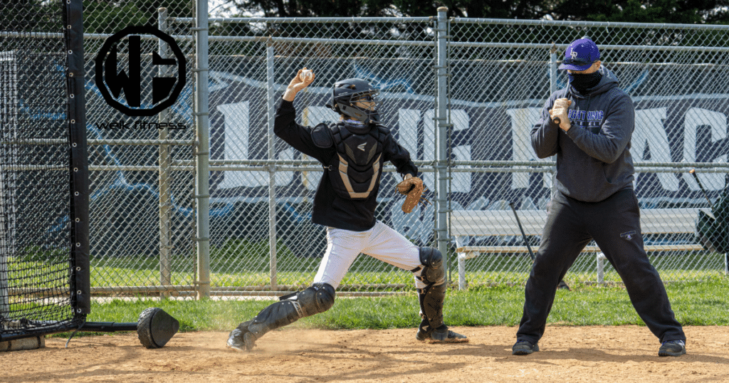 catcher throwing ball